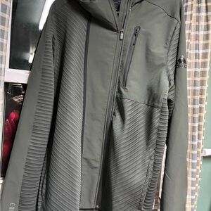 adidas Olive Green Hooded Performance Jacket with Zip Chest Pocket